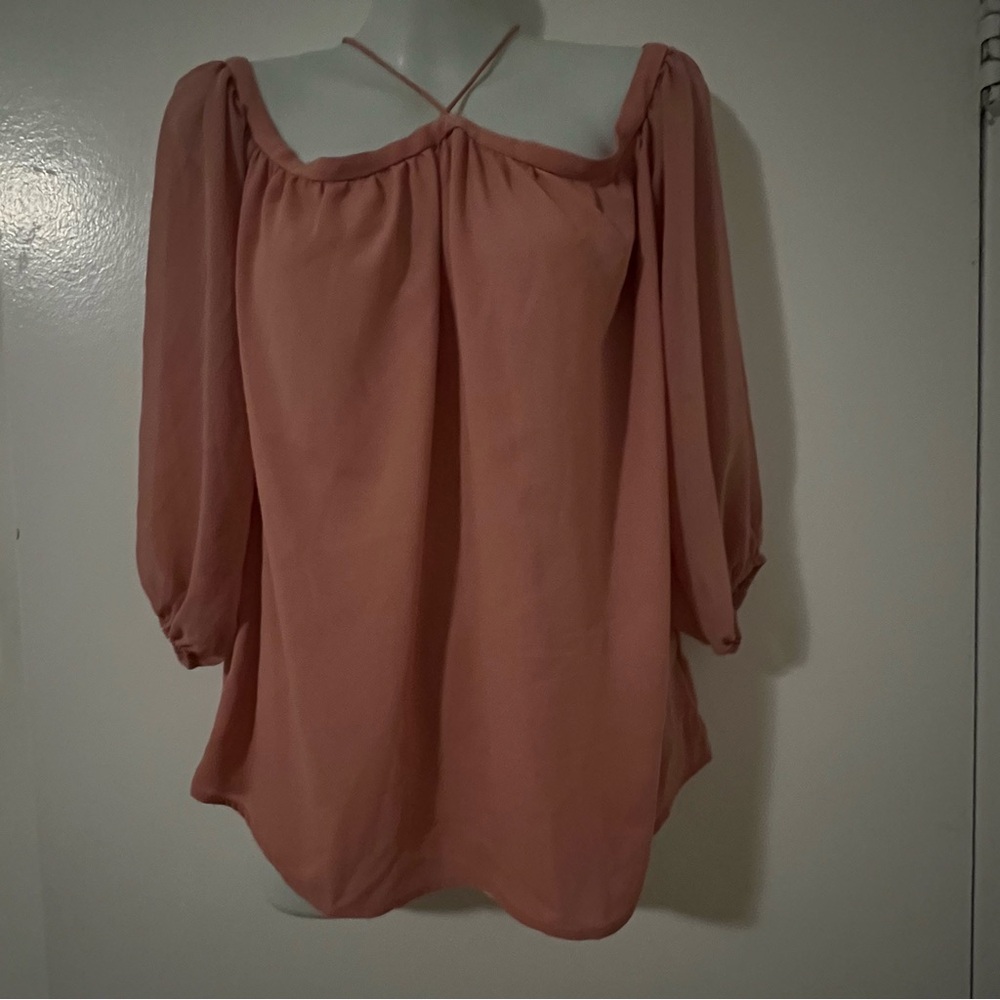 1. State Pink Puff Sleeve 3/4 Sleeve Blouse